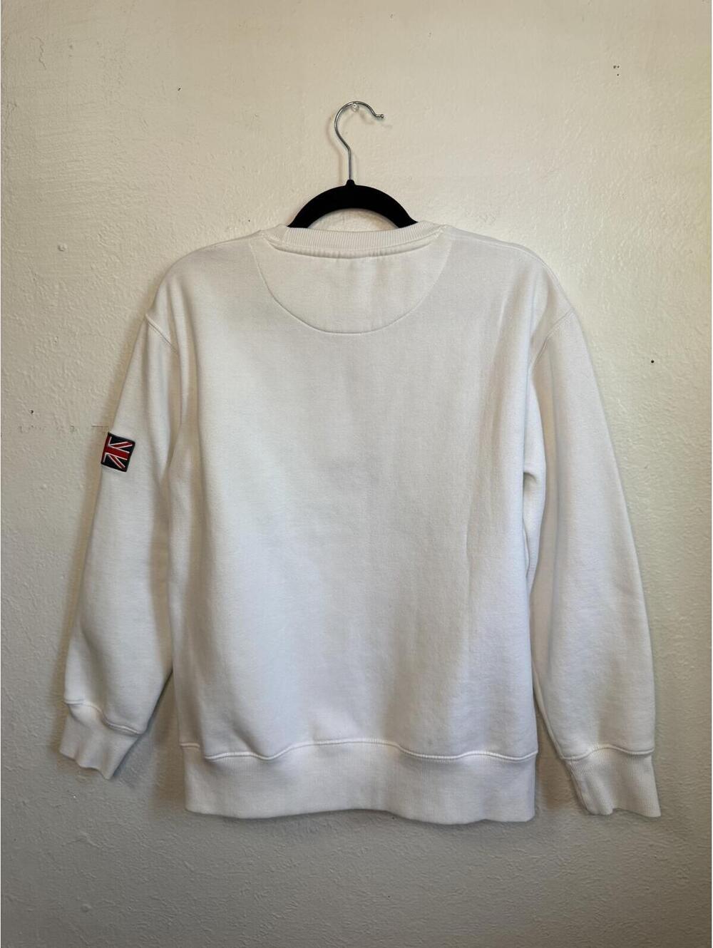 London England Men’s Medium White Crewneck Sweatshirt Retro Cotton Blend - Picture 4 of 8